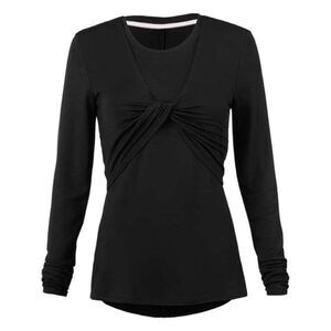 CAbi Black Long-Sleeve Twist Front Top